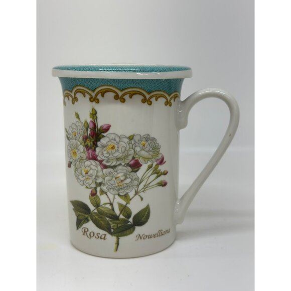 Rosa Novelliana Other - Rosa Novelliana 4.25" Kent Pottery Floral Porcelain Mug w/ Floral Lid Tea Time